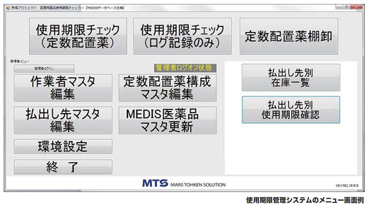 使用期限管理システムのメニュー画面例