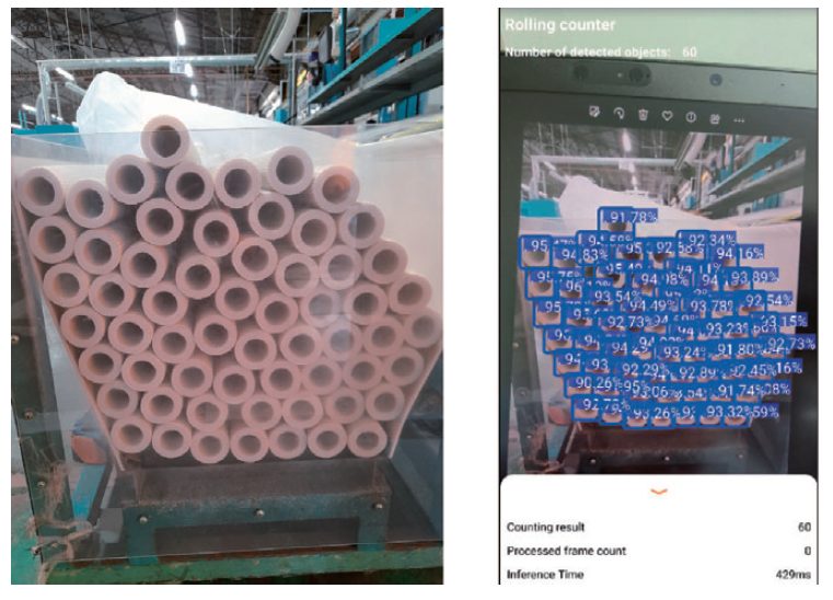 規定数量の資材パイプが入っているかの数量チェック